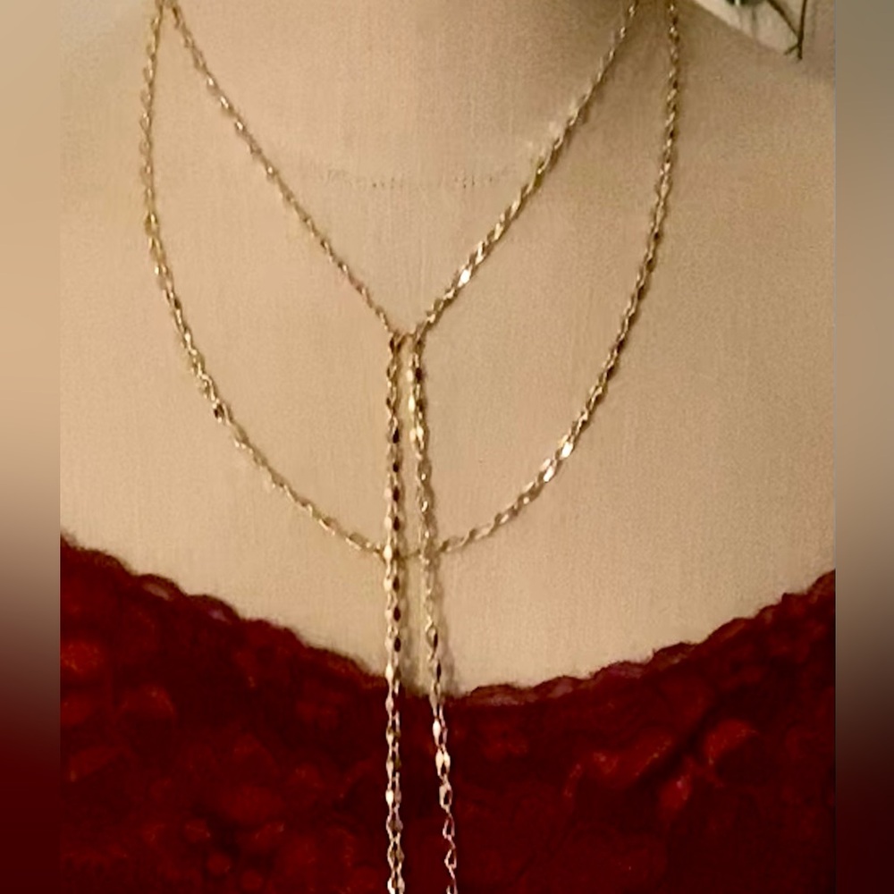 Elegant “Express” Lariat Gold Tone 
Necklace